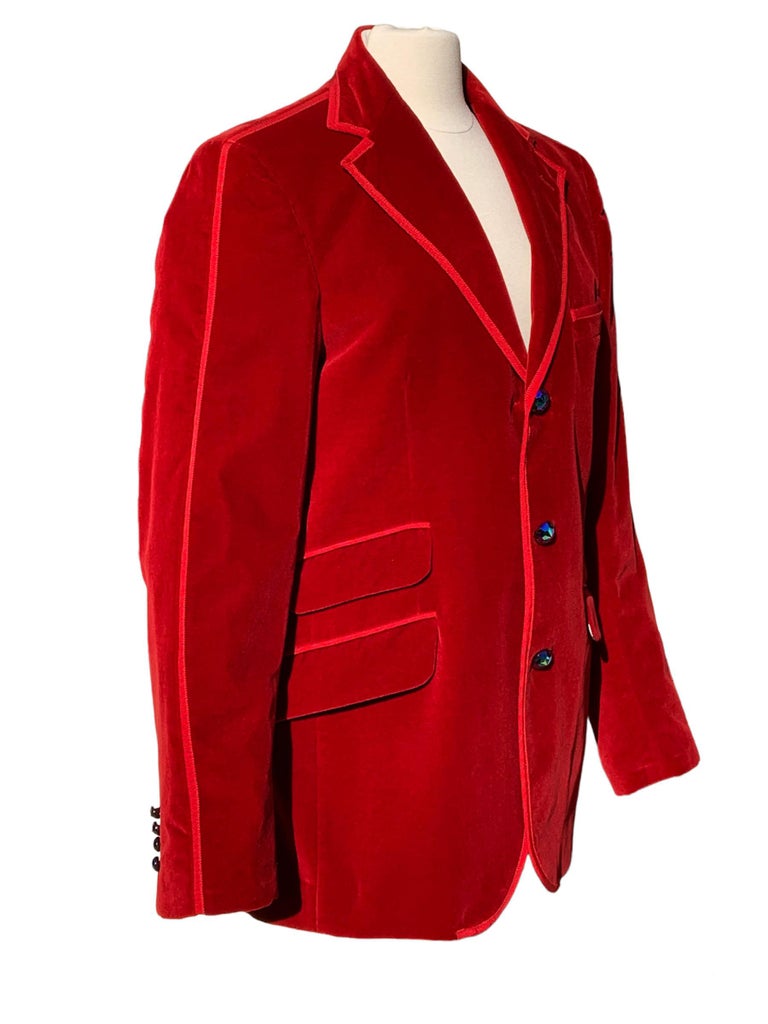 Etro Men's Red Velvet Tuxedo Pant Suit Italian 48/46 For Sale at 1stDibs