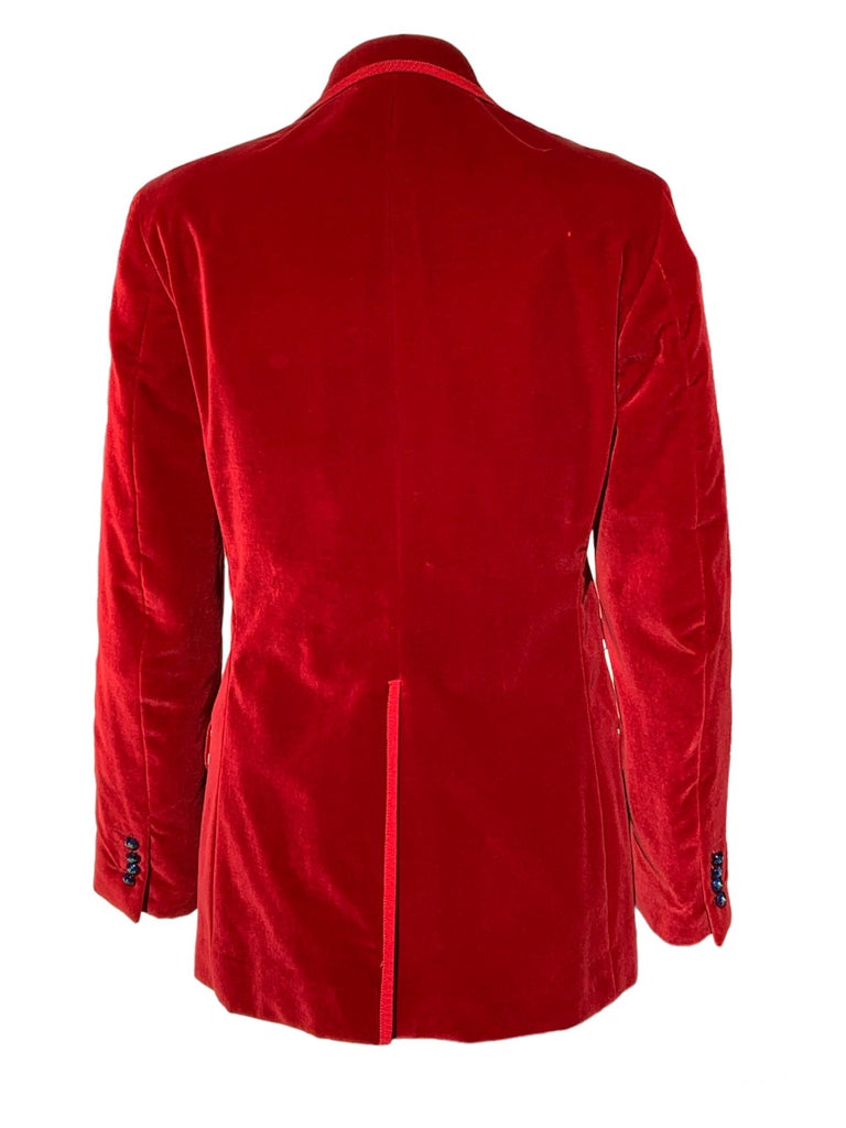Etro Men's Red Velvet Tuxedo Pant Suit Italian 48/46 For Sale at 1stDibs
