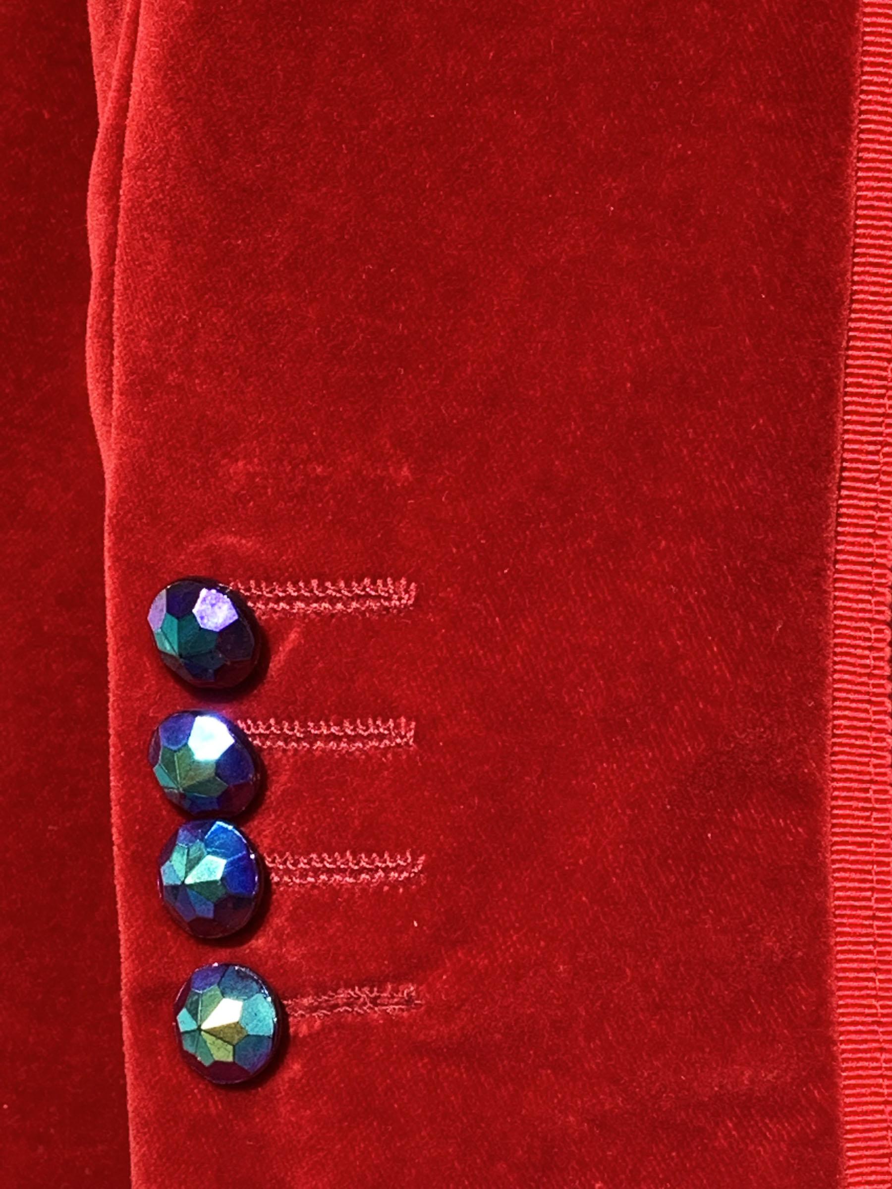 Etro Men's Red Velvet Tuxedo Pant Suit Italian 48/46 For Sale 1