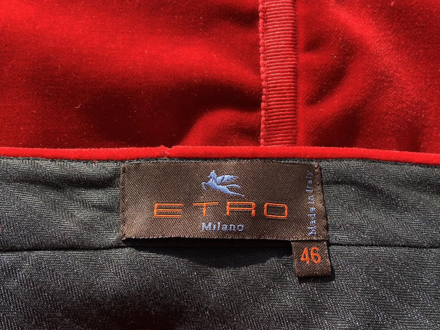 Etro Men's Red Velvet Tuxedo Pant Suit Italian 48/46 For Sale 3