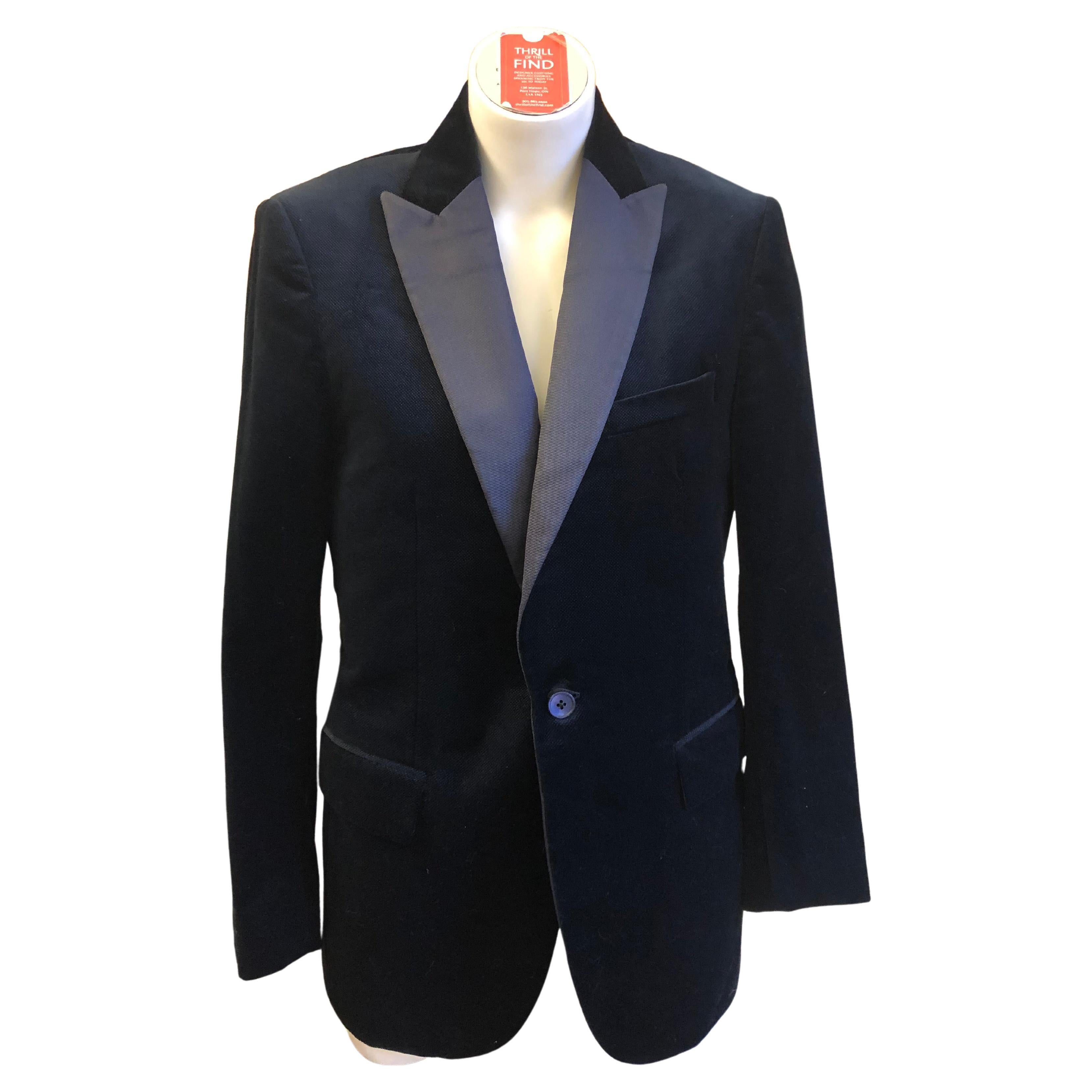 Paisley Single Breasted Velvet Blazer in Blue - Etro