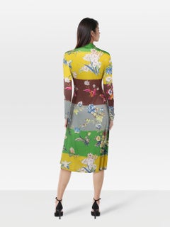 Etro Midi Floral Print Long Sleeve Dress Size M