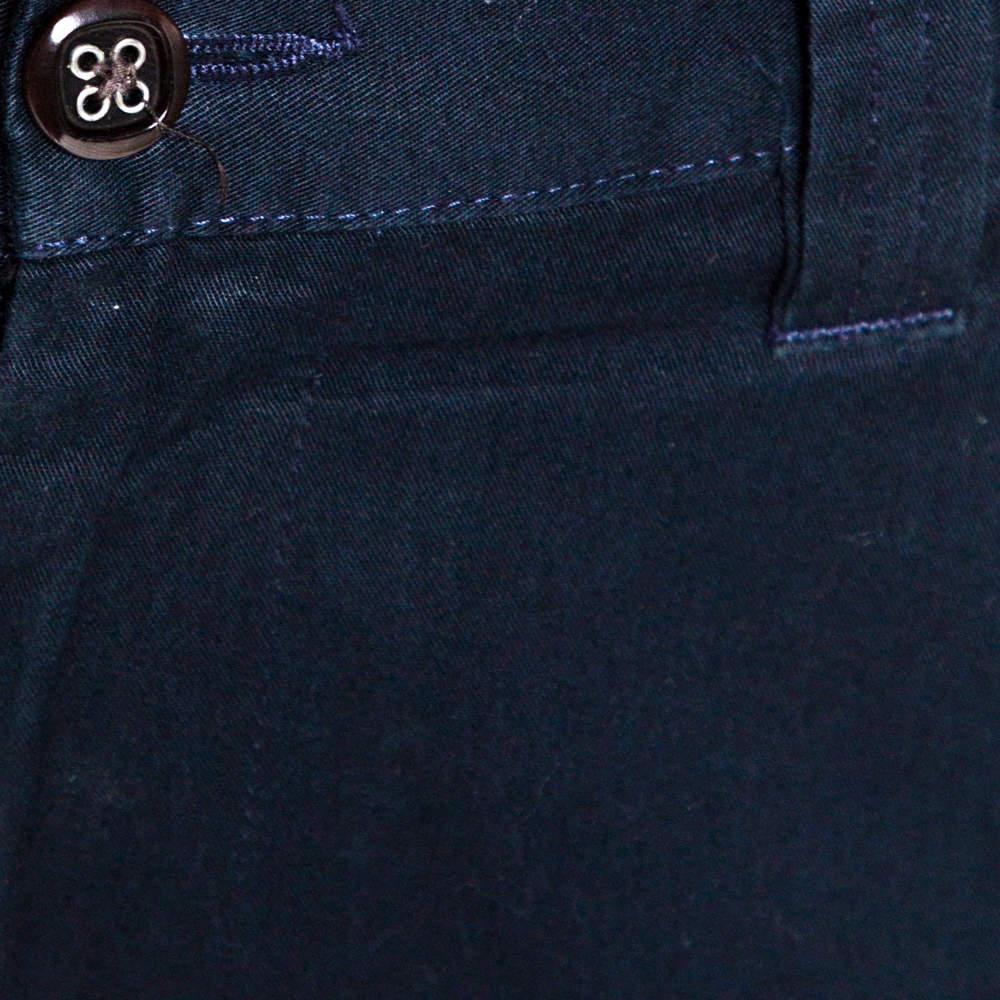 Etro Midnight Blue Cotton Straight Leg Trousers XL In Good Condition In Dubai, Al Qouz 2