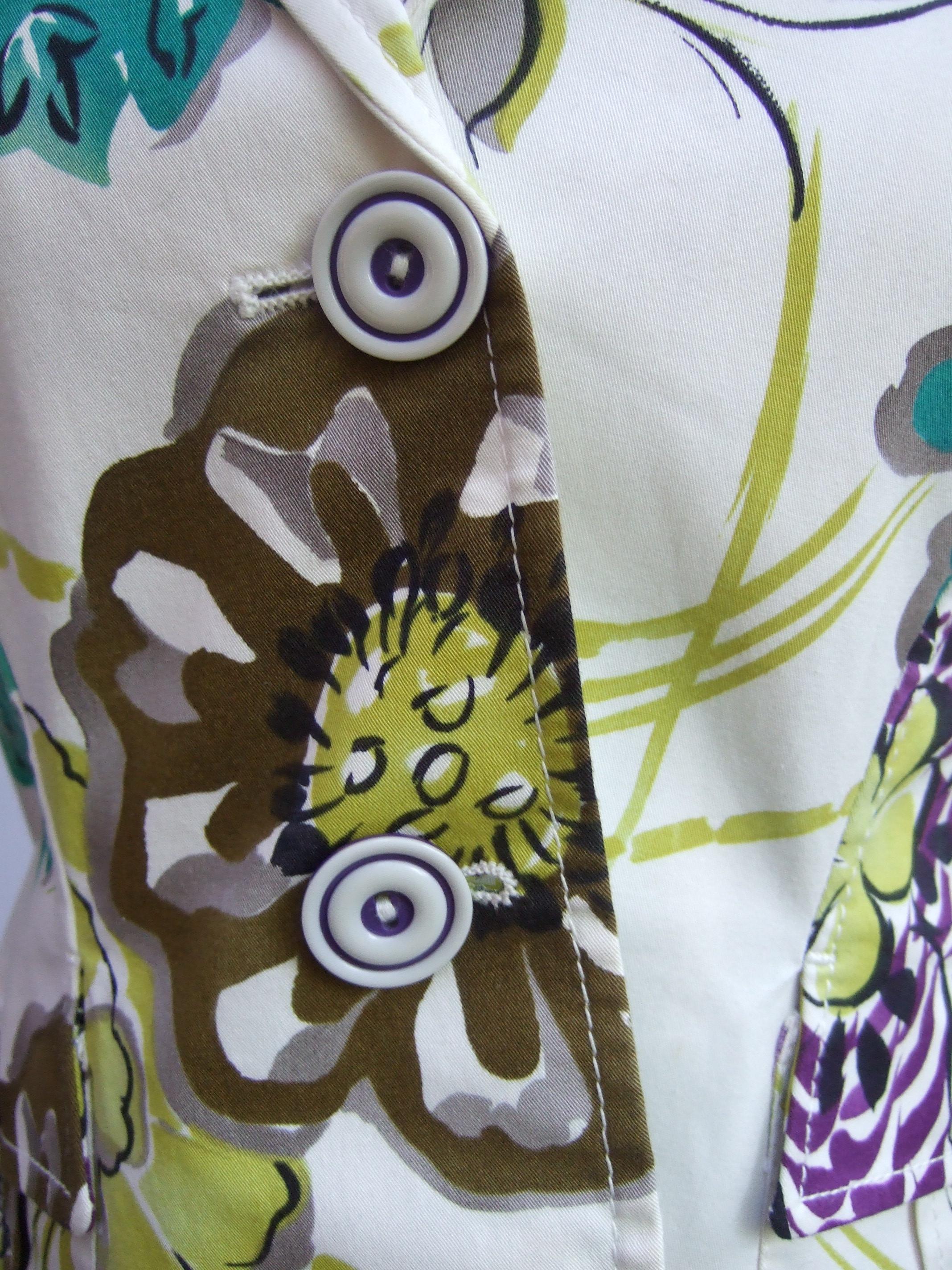 Etro Milano - Veste en coton à imprimé floral vibrant et éclatant, taille 42  21ème c  en vente 7