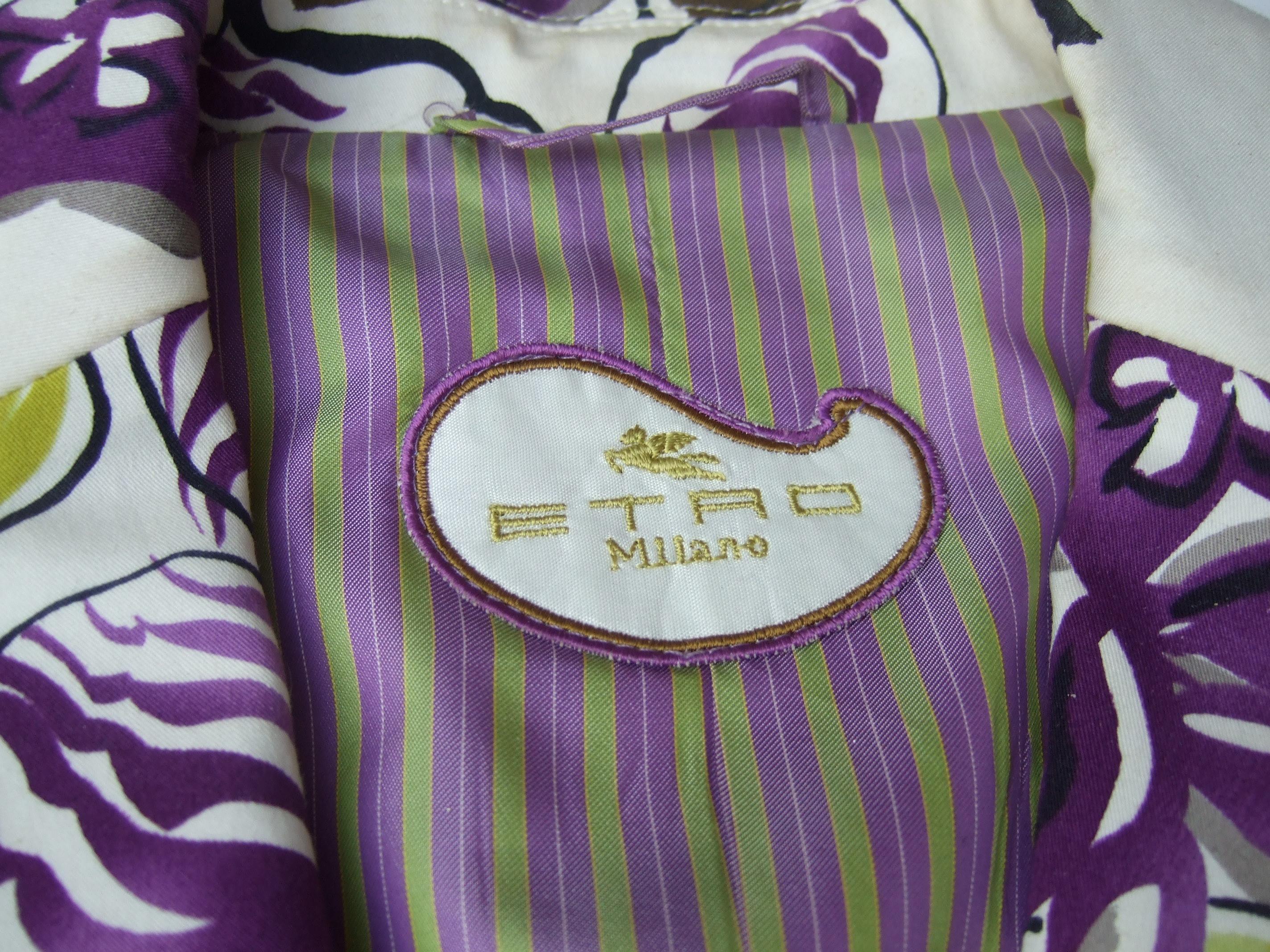Etro Milano Crisp Vibrant Floral Print Cotton Jacket Size 42  21st c  For Sale 7