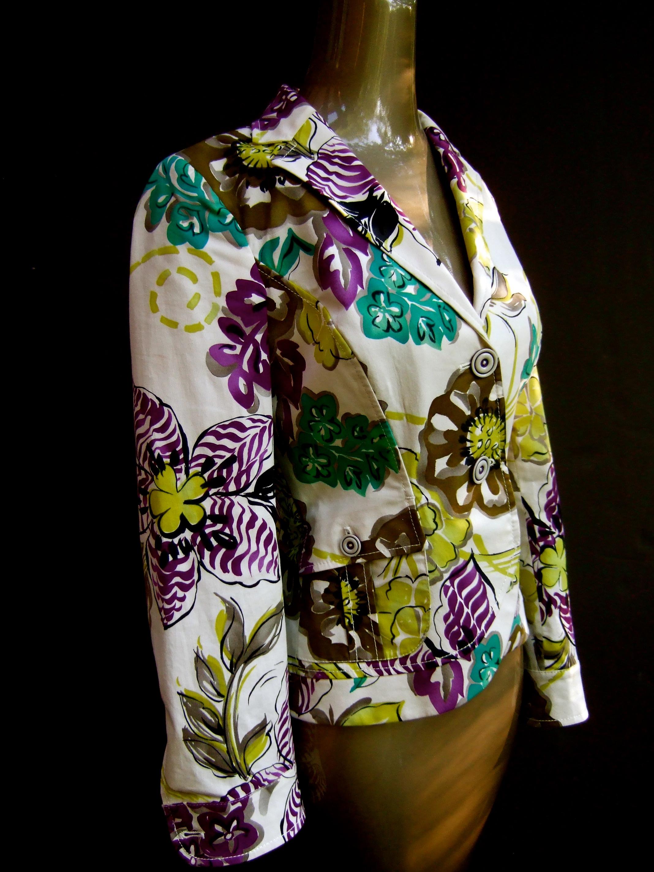 Noir Etro Milano - Veste en coton à imprimé floral vibrant et éclatant, taille 42  21ème c  en vente
