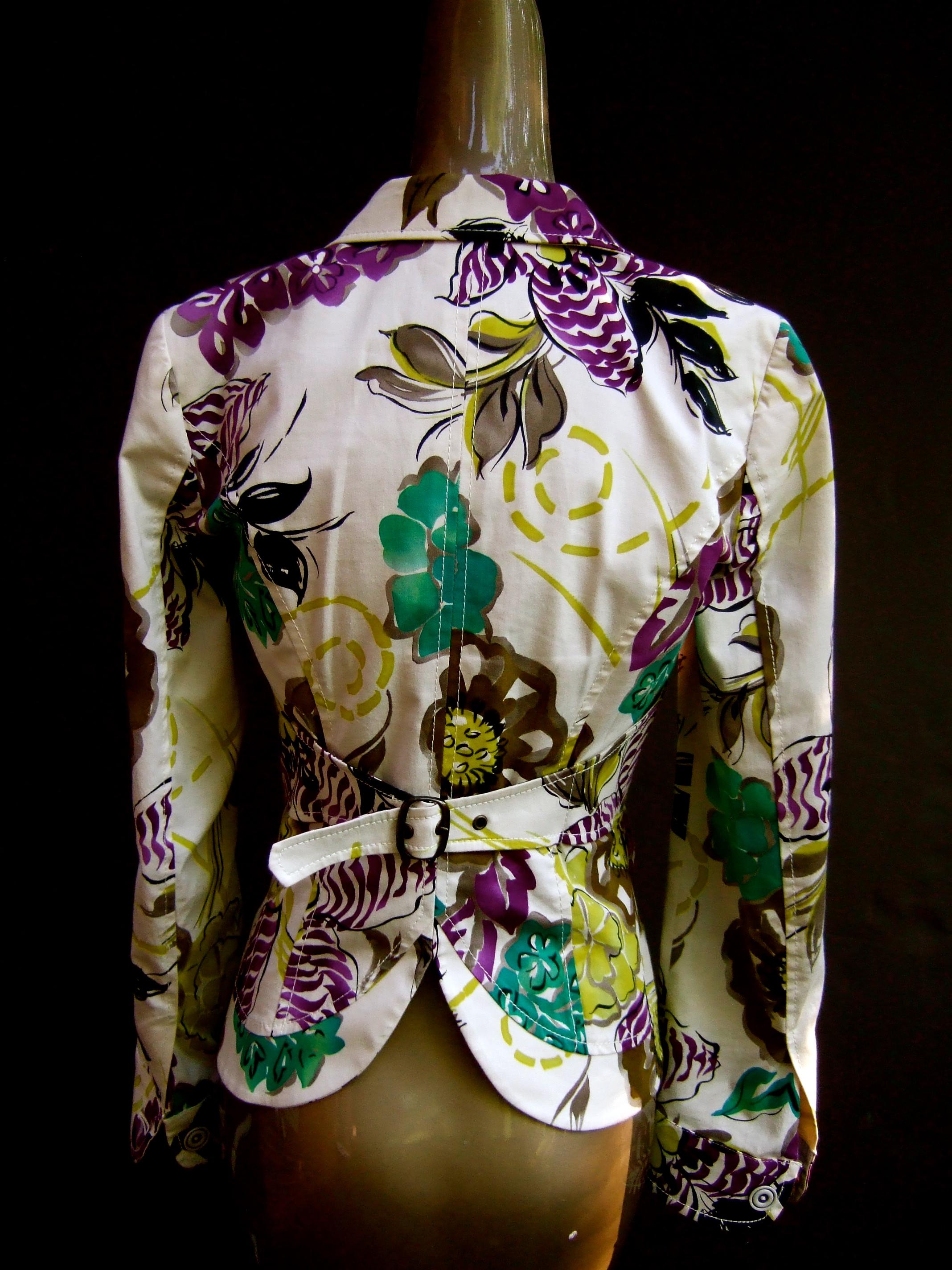 Etro Milano Crisp Vibrant Floral Print Baumwolle Jacke Größe 42  21. c  im Angebot 1
