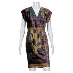 Etro Milano Jewel-Tone Metallic Velvet Cocktail Dress, Italy, Early 2000s