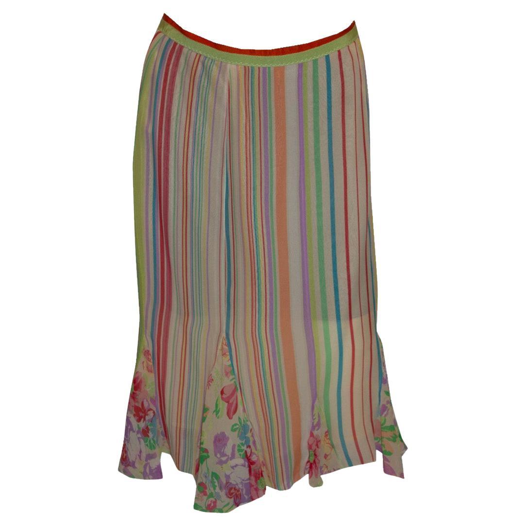 Etro Milano Silk Stripe Skirt
