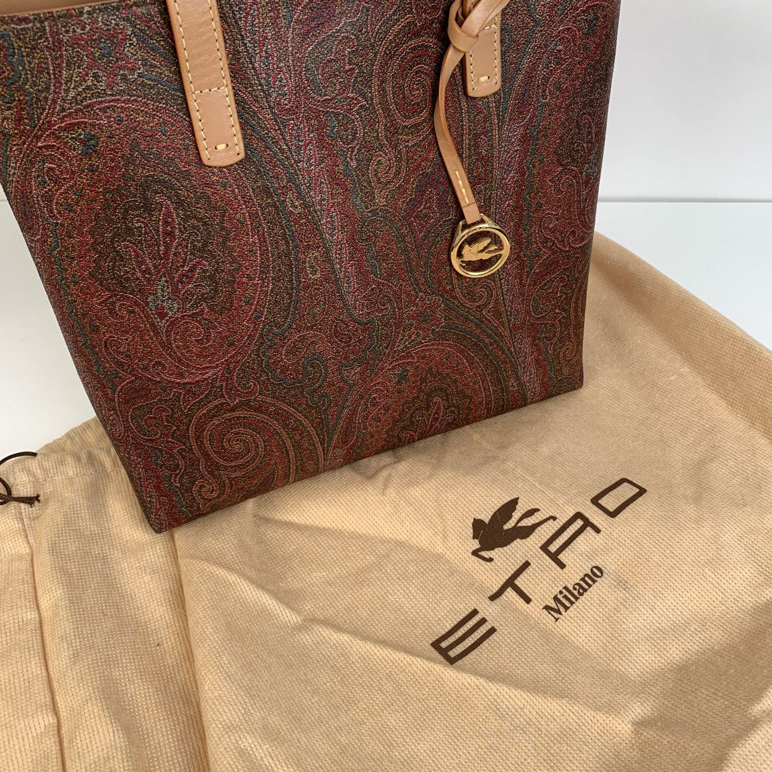 Etro Milano Vintage Paisley Canvas Handbag Tote Bag Satchel 2