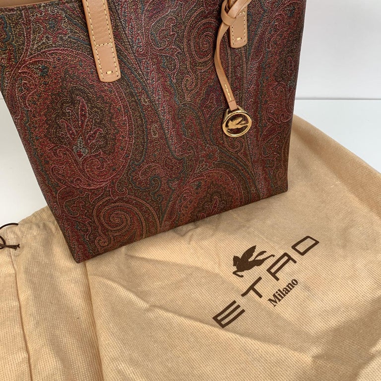 Etro Milano Vintage Paisley Canvas Handbag Tote Bag Satchel at 1stDibs