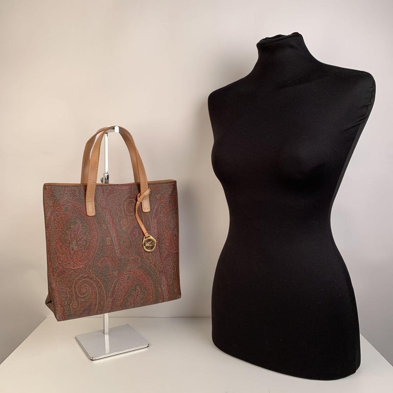 Etro Milano Vintage Paisley Canvas Handbag Tote Bag Satchel at 1stDibs