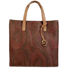 Etro Milano Vintage Paisley Canvas Handbag Tote Bag Satchel at 1stDibs