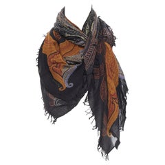 ETRO modal cashmere blend signature paisley print fringe trimmed scarf