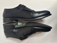 Etro Monk Strap Glossed Black Leather Shoes size IT 44 Loafers Buckle Paisley