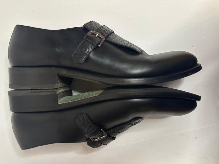 Etro Monk Strap Glossed Black Leather Shoes size IT 44  display picture 1