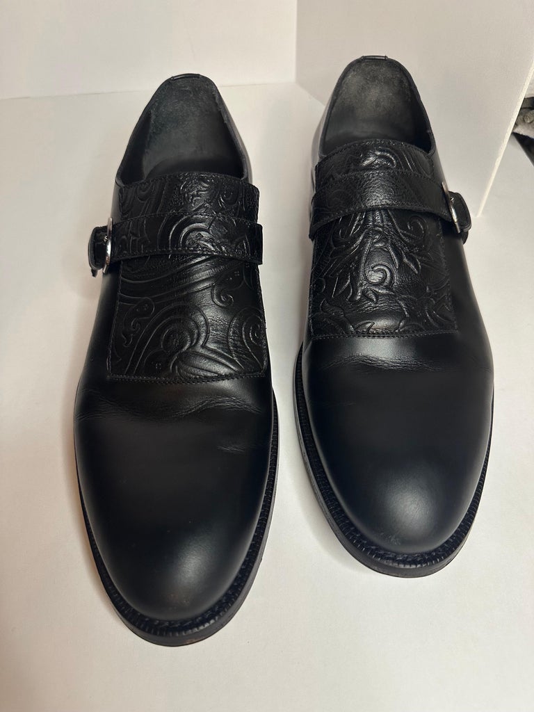 Etro Monk Strap Glossed Black Leather Shoes size IT 44  display picture 2