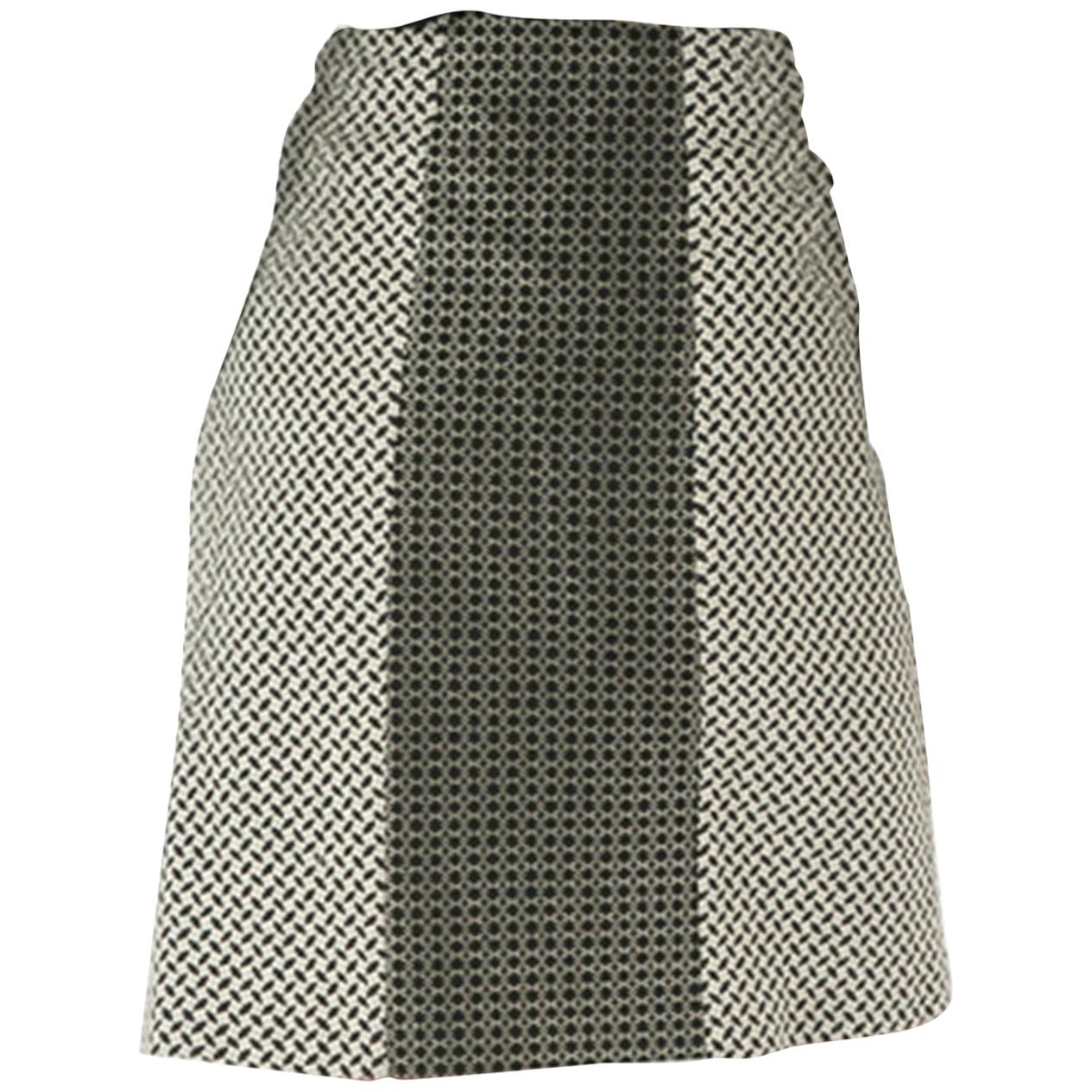 Etro Monochrome Cotton Blend Jacquard Paneled Pencil Skirt L