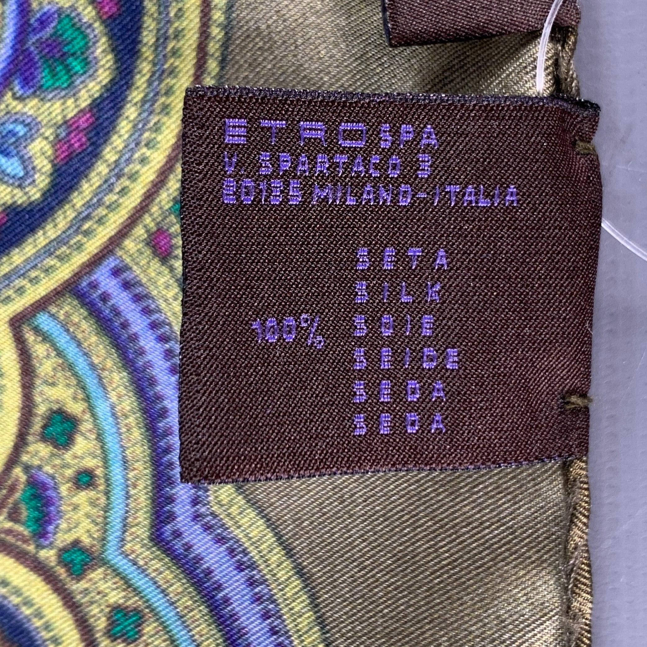 ETRO Multi Color Paisley Silk Pocket Square For Sale 1