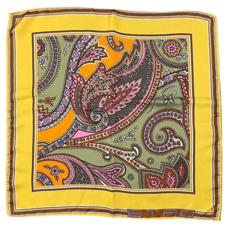 ETRO MultiColor Paisley Silk Pocket Square at 1stDibs