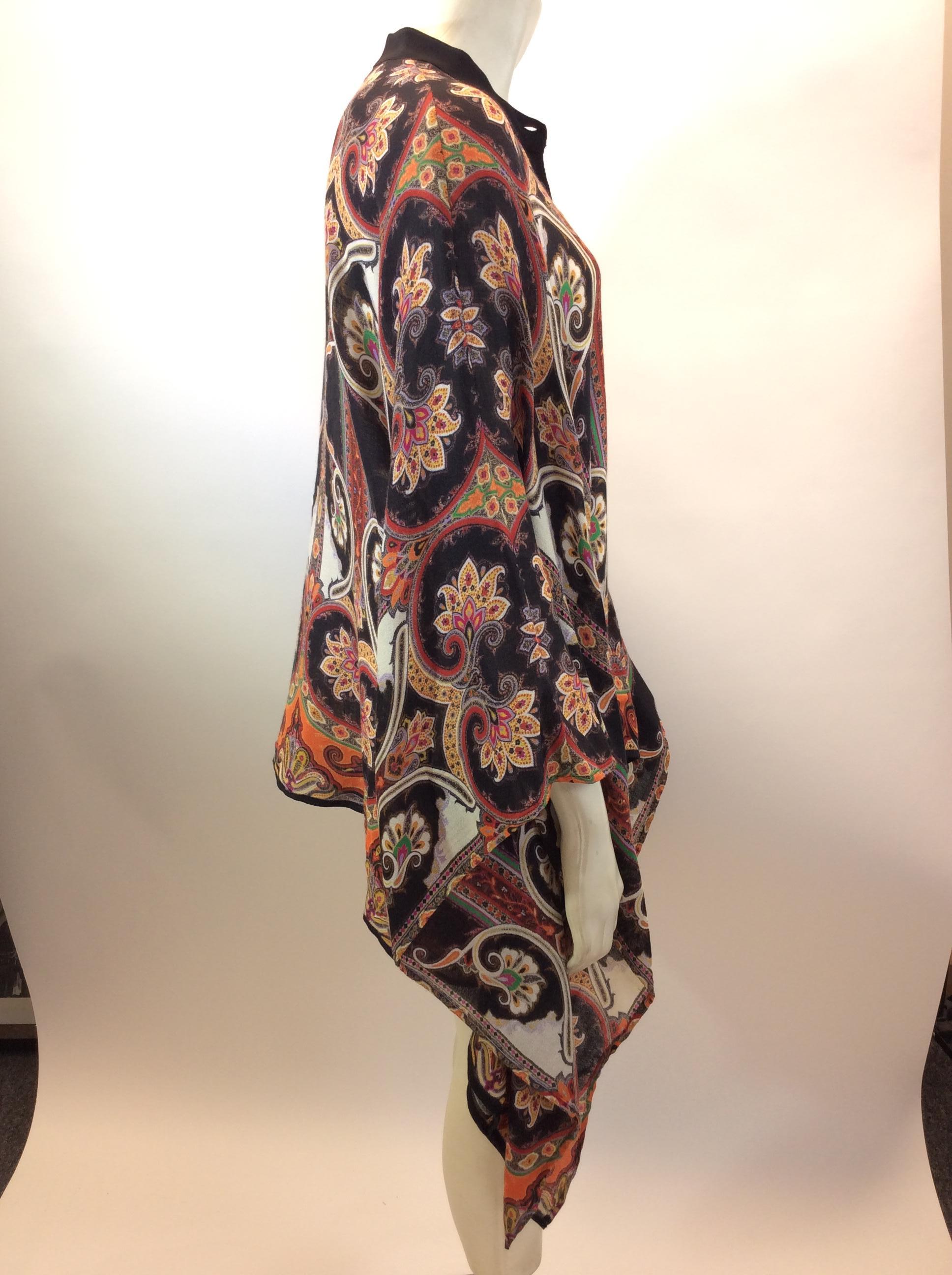 Etro Multi-Color Print Silk Blouse In Good Condition For Sale In Narberth, PA