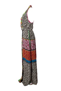 Etro, Multi-colored sleeveless silk patchwork dress in size IT42/S.