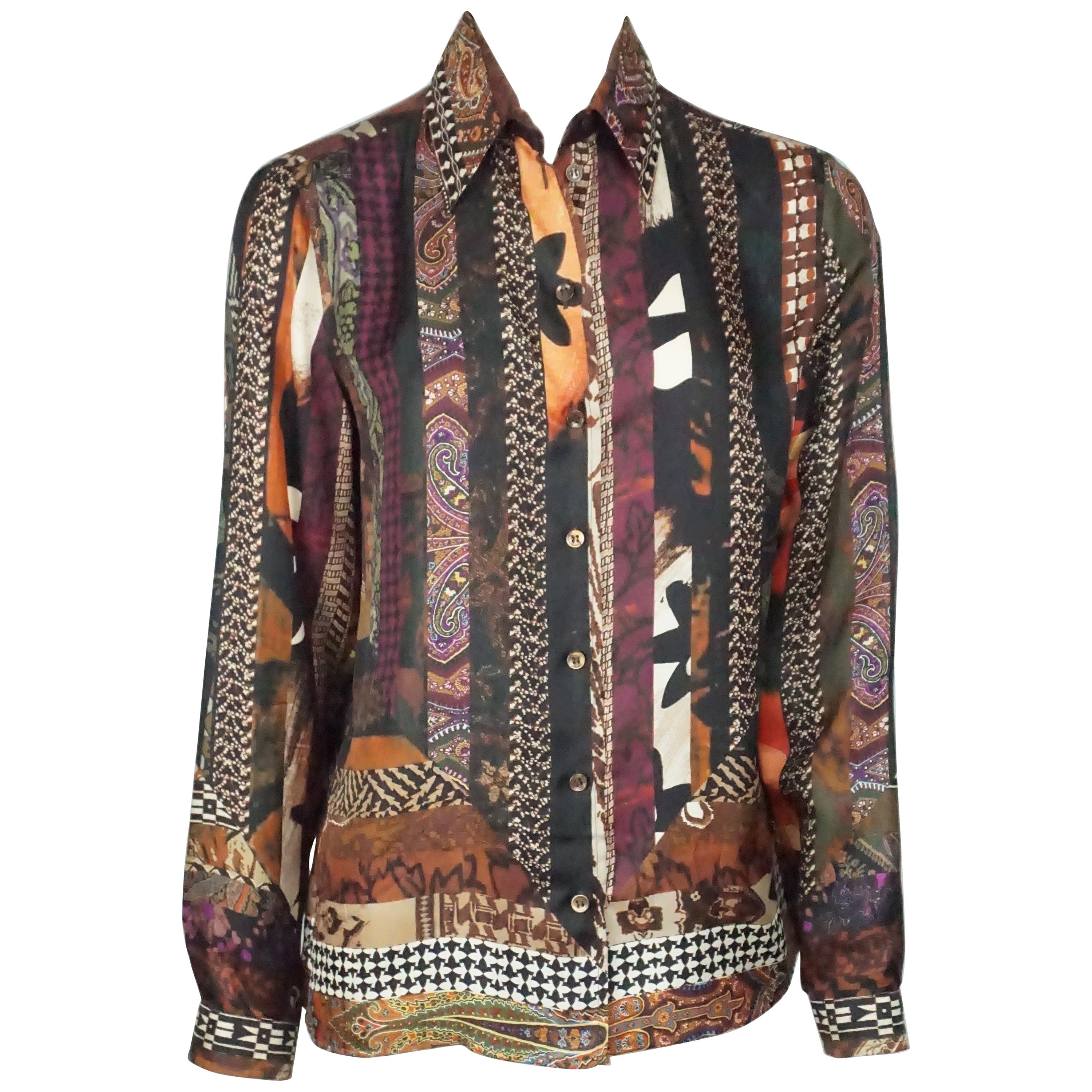 Etro Multi Print Long sleeve Top with Buttons - 44 