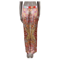 Pantalones ETRO de seda mixta 20212, estampado floral, de pierna ancha y satén, talla 42 M