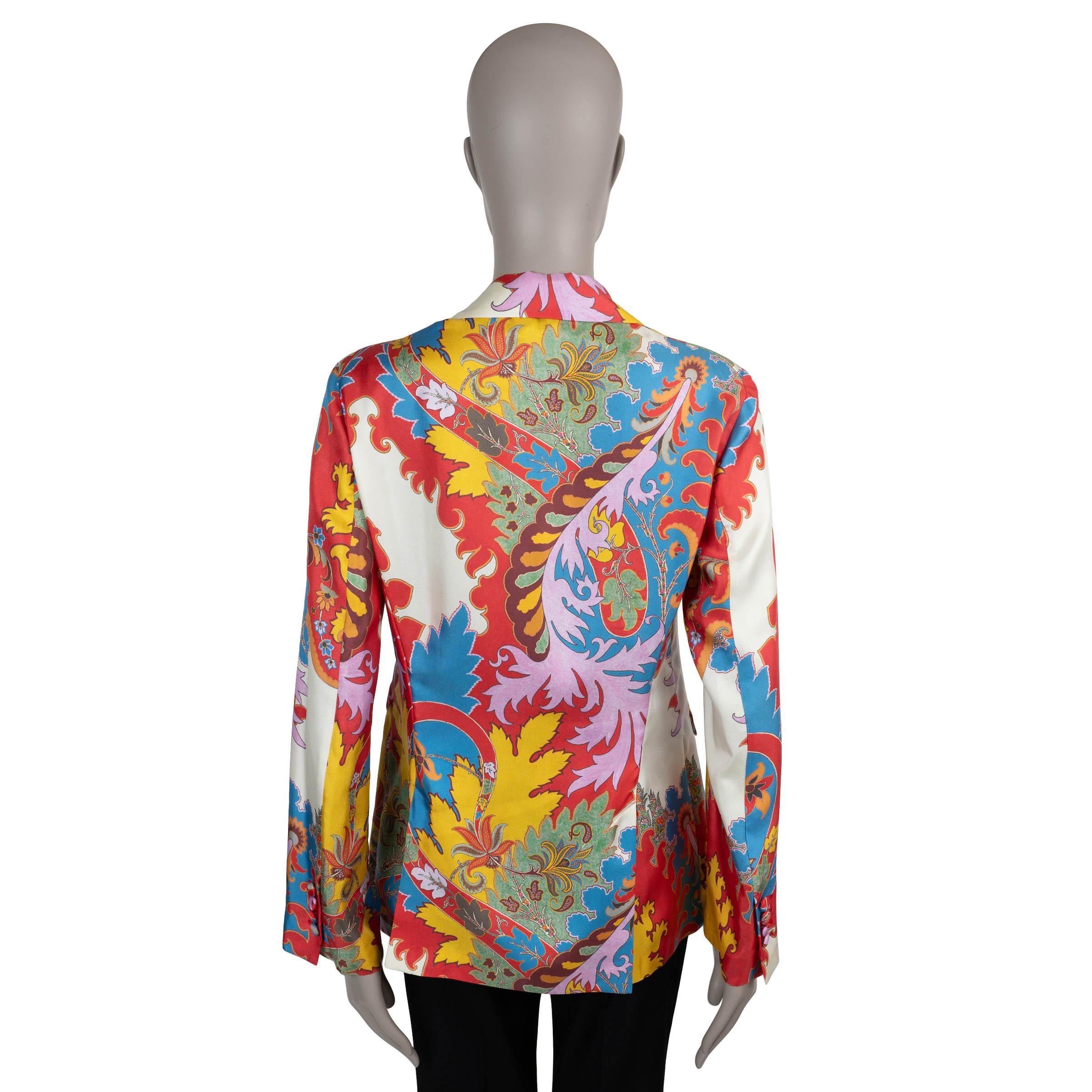 Brown ETRO multi silk 2023 BLOOMING PAISLEY Blazer Jacket 42 M For Sale