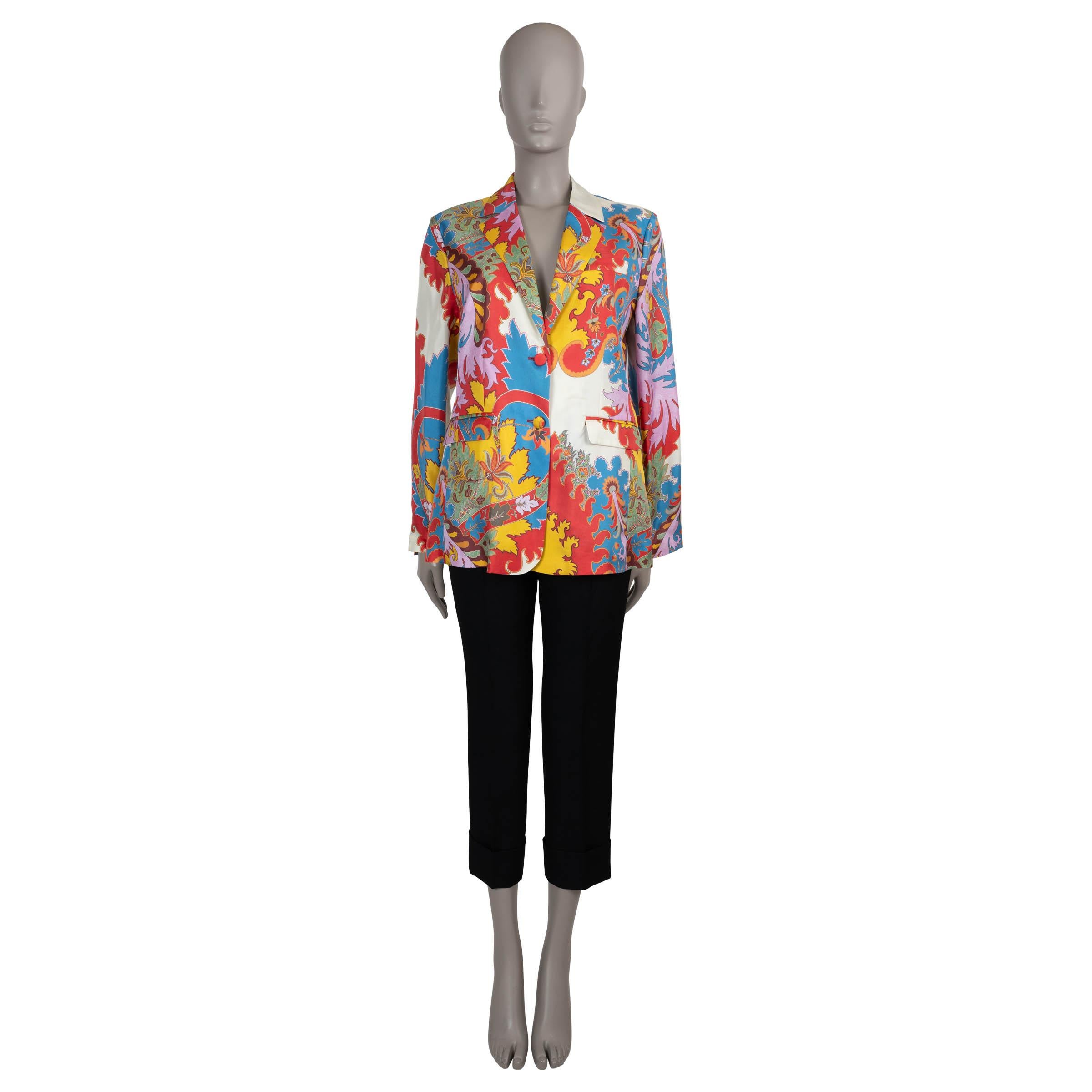 ETRO multi silk 2023 BLOOMING PAISLEY Blazer Jacket 42 M In Excellent Condition For Sale In Zürich, CH