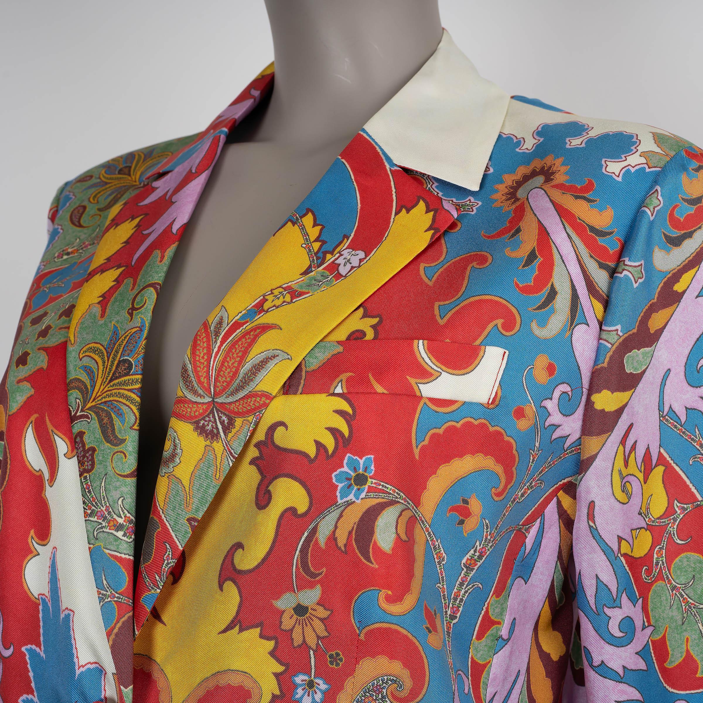 Women's ETRO multi silk 2023 BLOOMING PAISLEY Blazer Jacket 42 M For Sale