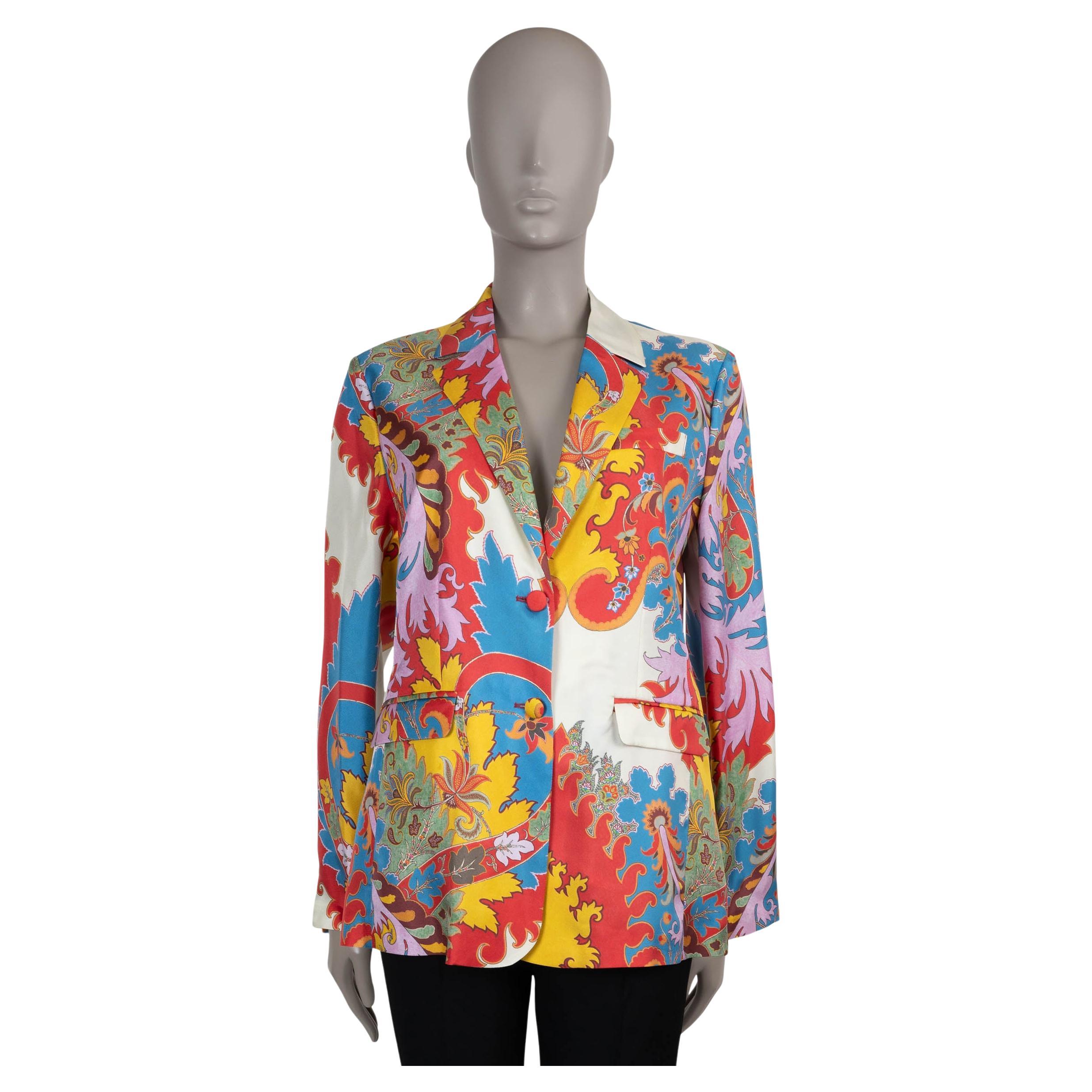 ETRO multi silk 2023 BLOOMING PAISLEY Blazer Jacket 42 M For Sale