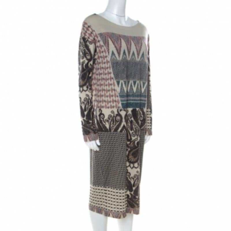 Etro - Tubino in maglia di lana con stampa astratta multicolore - L.A. in vendita 1