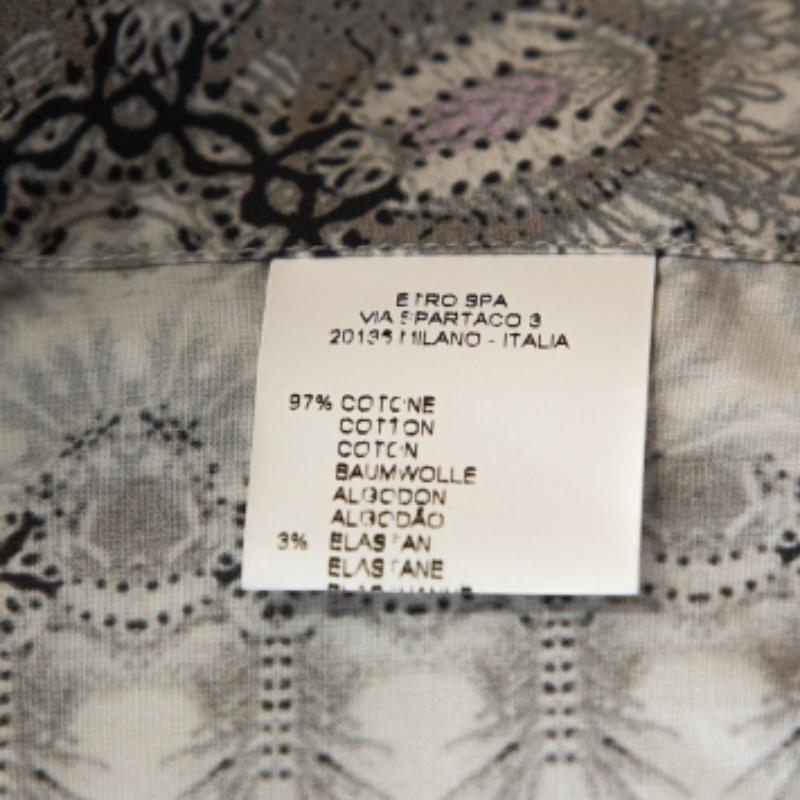 De las mujeres Etro Multicolor Abstract Printed Stretch Cotton Button Front Shirt L en venta