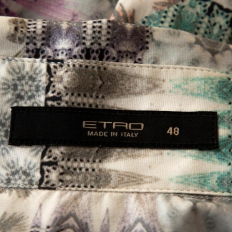 Etro Multicolor Abstract Printed Stretch Cotton Button Front Shirt L en venta 1