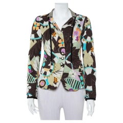Etro Multicolor Abstract Printed Synthetic & Cotton Button Front Blazer M