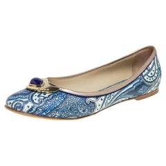 Etro Multicolor Coated Canvas And Leather Trim Ballet Flats Size 40.5