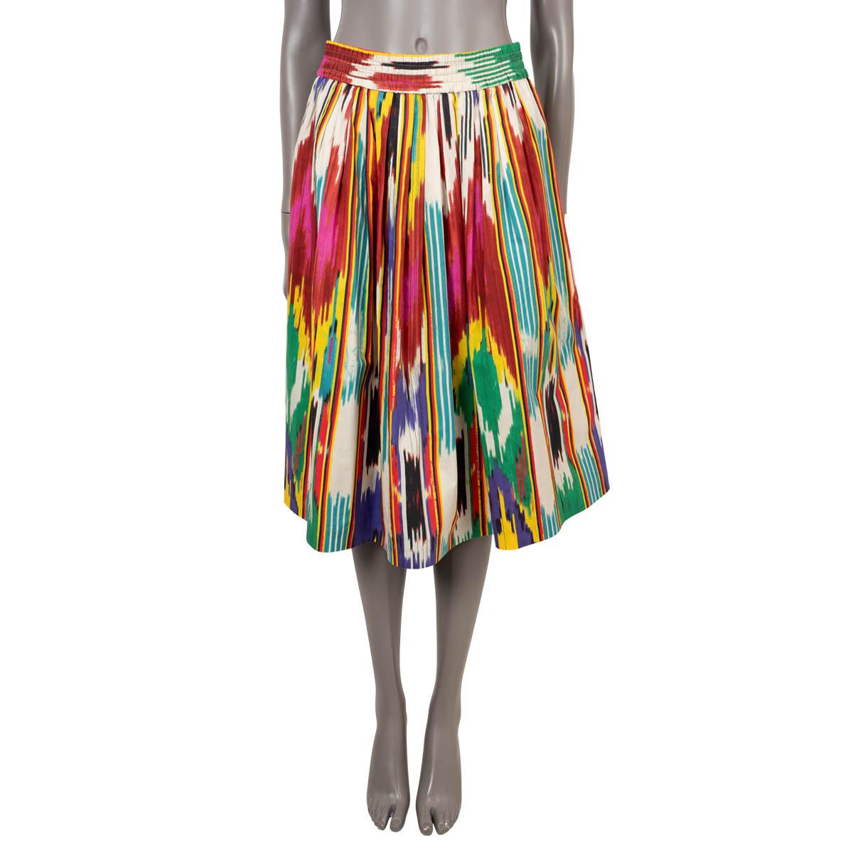 Women's ETRO multicolor cotton 2018 IKAT FLARED MIDI Skirt 42 M For Sale