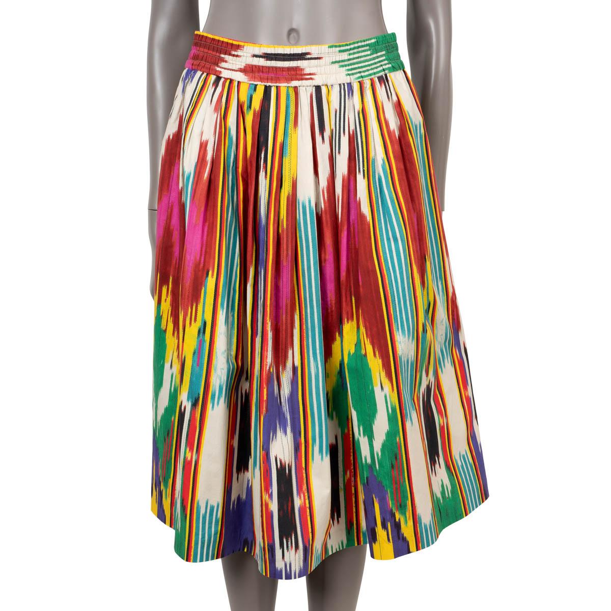 ETRO multicolor cotton 2018 IKAT FLARED MIDI Skirt 42 M For Sale