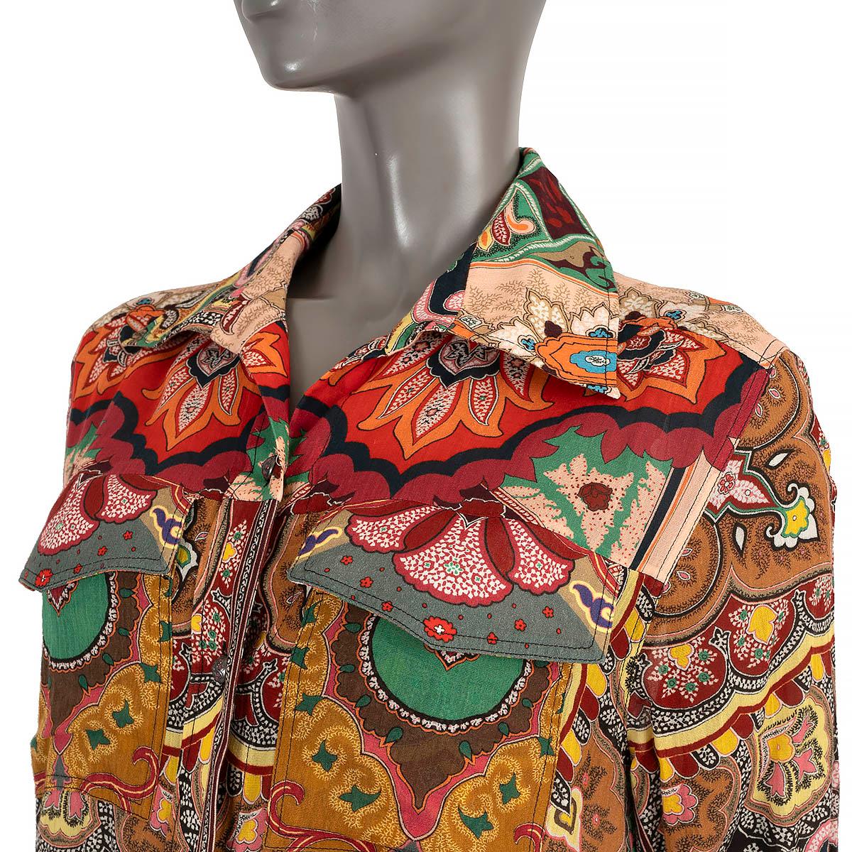 Women's ETRO multicolor cotton 2022 PAISLEY CREPE MAXI SHIRT Dress 40 S For Sale