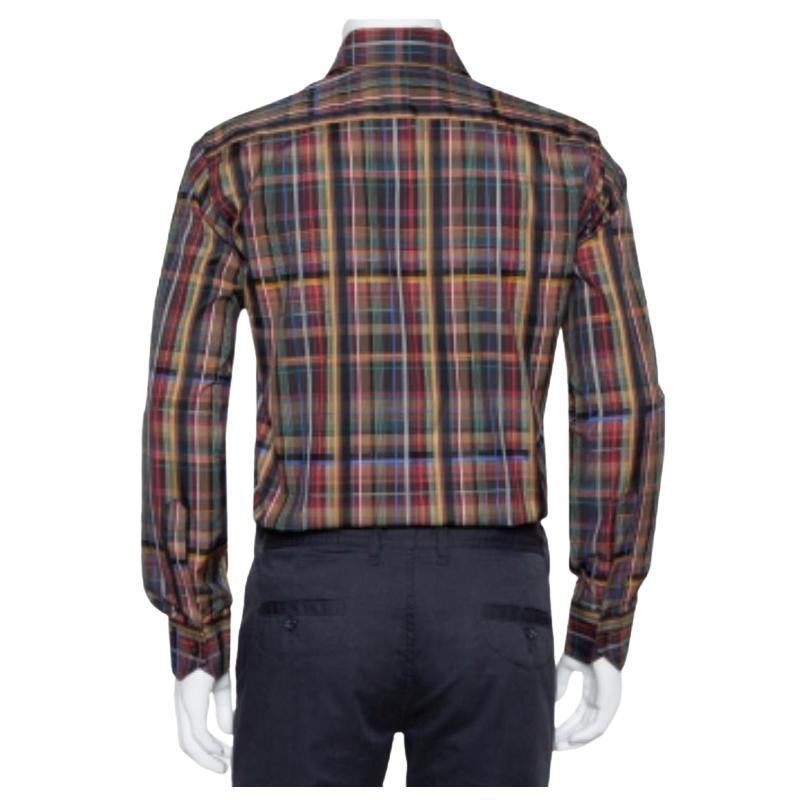 Black Etro Multicolor Cotton Button Front Shirt S For Sale
