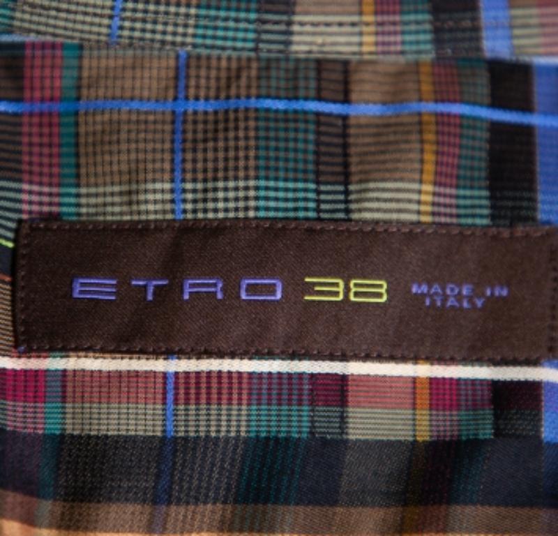 Men's Etro Multicolor Cotton Button Front Shirt S For Sale