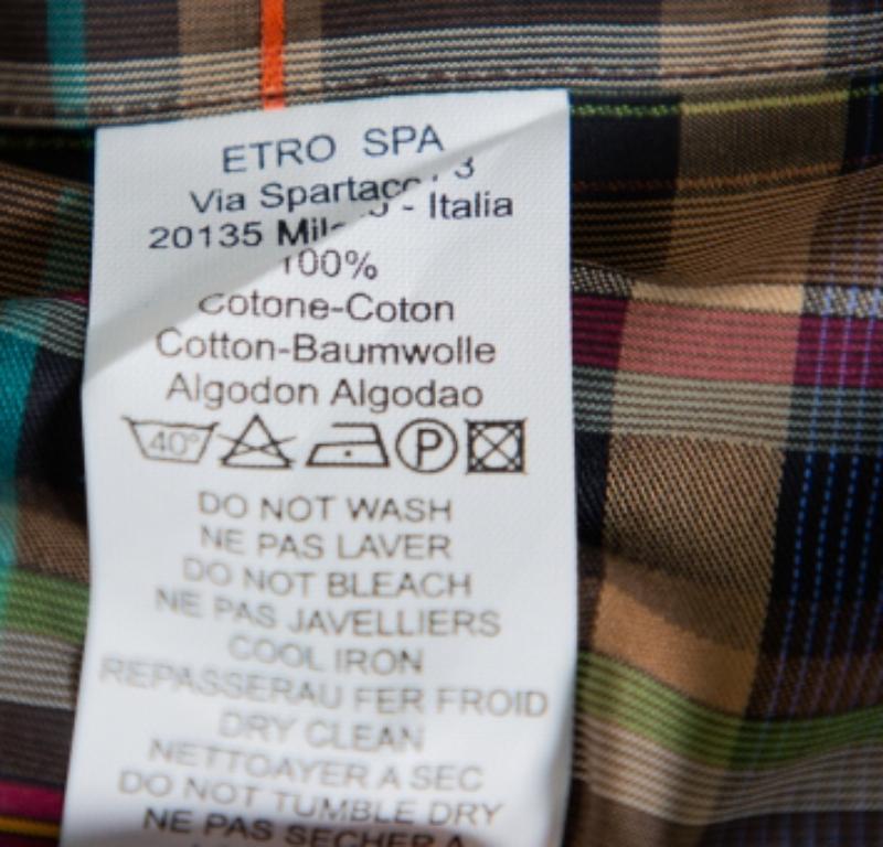 Etro Multicolor Cotton Button Front Shirt S For Sale 1