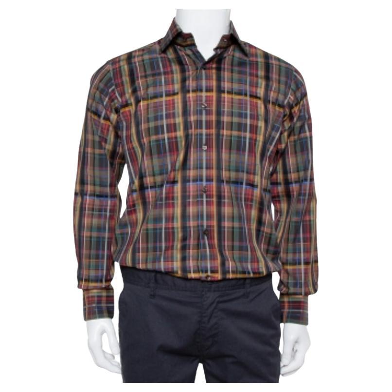 Etro Multicolor Cotton Button Front Shirt S For Sale