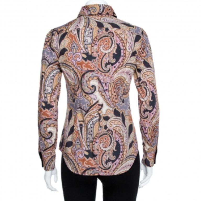 Design and quality come together in this shirt from the house of Etro. If your style is classic and feminine, then this multicolored shirt is an ideal choice for you. Crafted from a cotton blend, it flaunts dainty paisley prints throughout. It has a