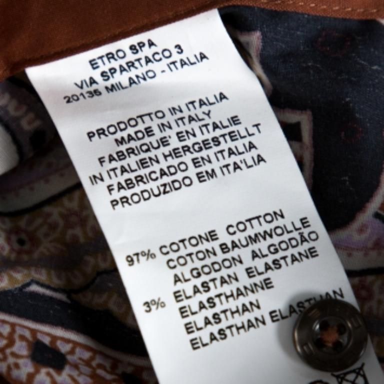Etro Multicolor Cotton Print Fitted Shirt S In Good Condition For Sale In Dubai, Al Qouz 2
