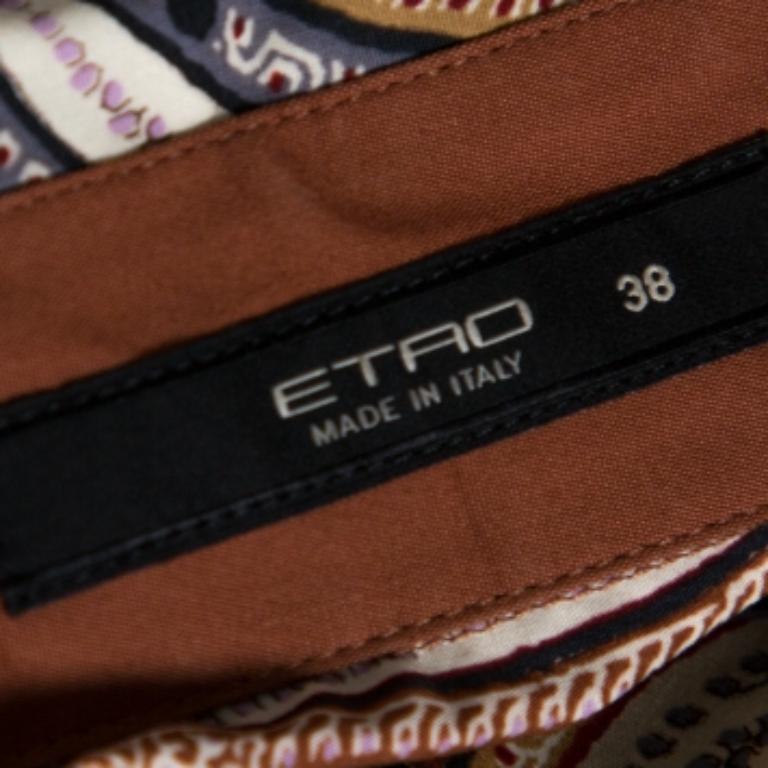 Etro Multicolor Cotton Print Fitted Shirt S For Sale 1