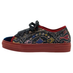 Etro Multicolor Embroidered Fabric and Velvet Low Top Sneakers Size 36
