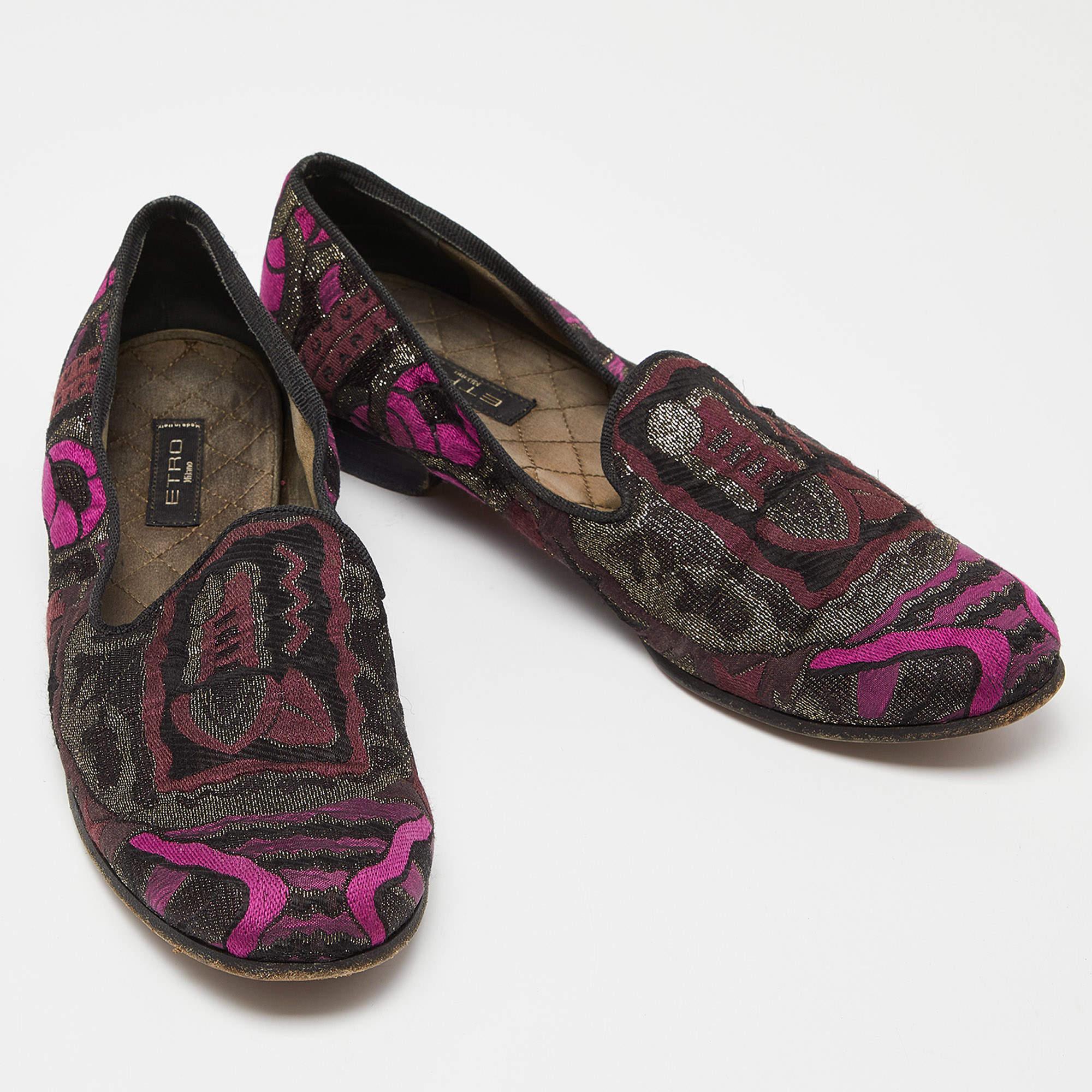 Etro Multicolor Embroidered Fabric Smoking Slippers Size 40 In Fair Condition In Dubai, Al Qouz 2
