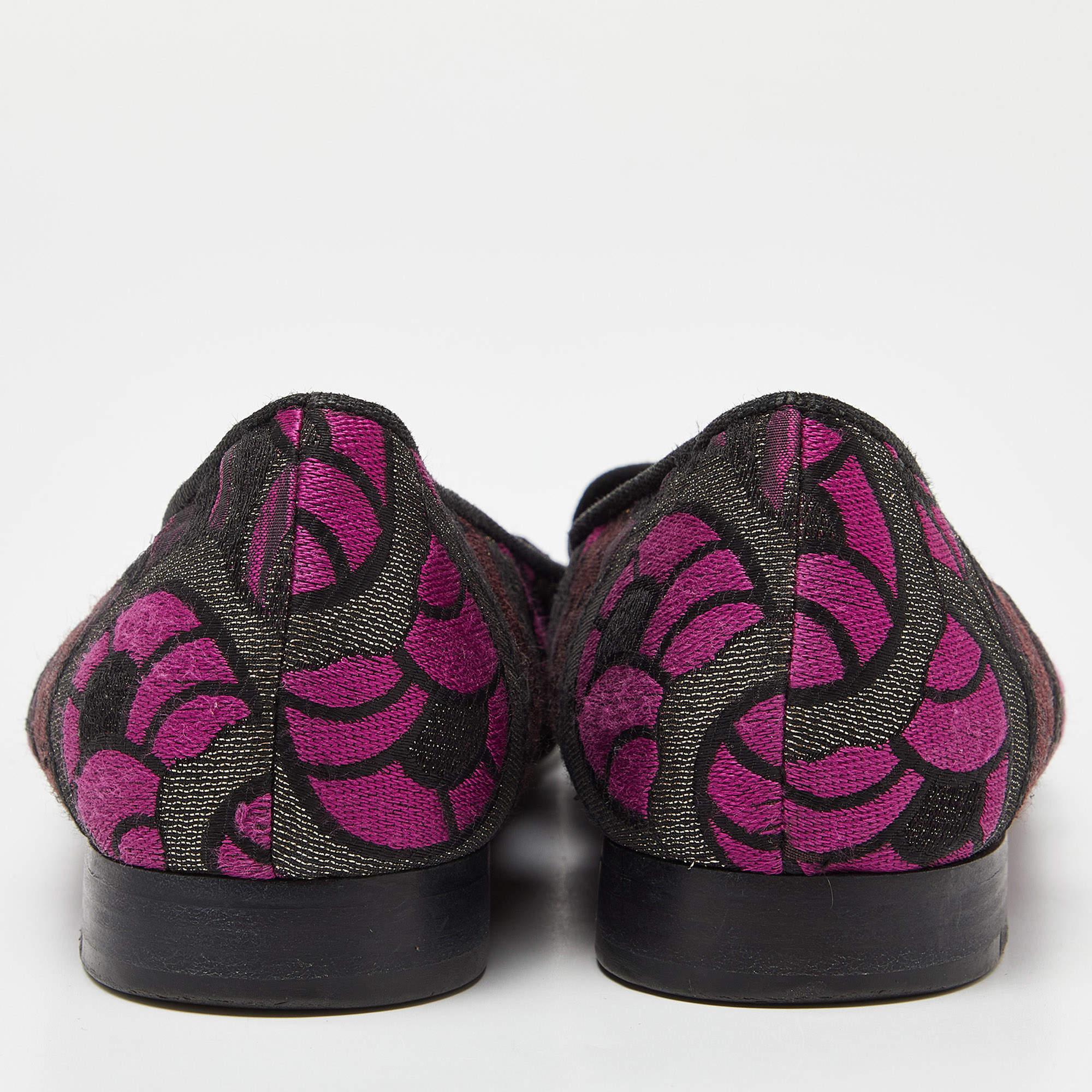 Women's Etro Multicolor Embroidered Fabric Smoking Slippers Size 40